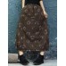 Women Vintage Feather Print Elastic Waist Winter Skirts