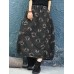 Women Vintage Feather Print Elastic Waist Winter Skirts