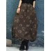 Women Vintage Feather Print Elastic Waist Winter Skirts