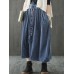 Vintage Women Pleated Pleuche Embroidery Elastic Waist Skirts