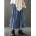 Vintage Women Pleated Pleuche Embroidery Elastic Waist Skirts