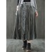 Vintage Women Pleated Pleuche Embroidery Elastic Waist Skirts