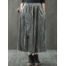 Vintage Women Pleated Pleuche Embroidery Elastic Waist Skirts