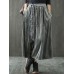 Vintage Women Pleated Pleuche Embroidery Elastic Waist Skirts