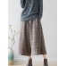 Vintage Plaid Elastic Waist Wide Leg Pockets Pants for Women