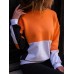 Women Casual Patchwork Crew Neck Long Sleeve Sweatshirt