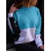 Women Casual Patchwork Crew Neck Long Sleeve Sweatshirt